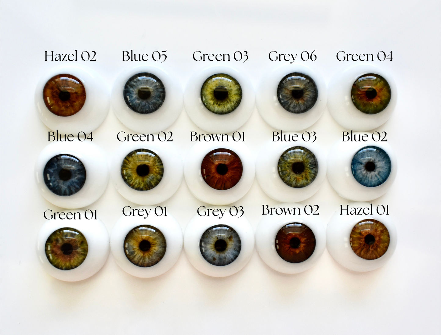 18mm to 22mm Half Round Resin Doll Eyes ~ Glass - Like ~ For Reborn Dolls ~ Realistic Iris Hazel 01