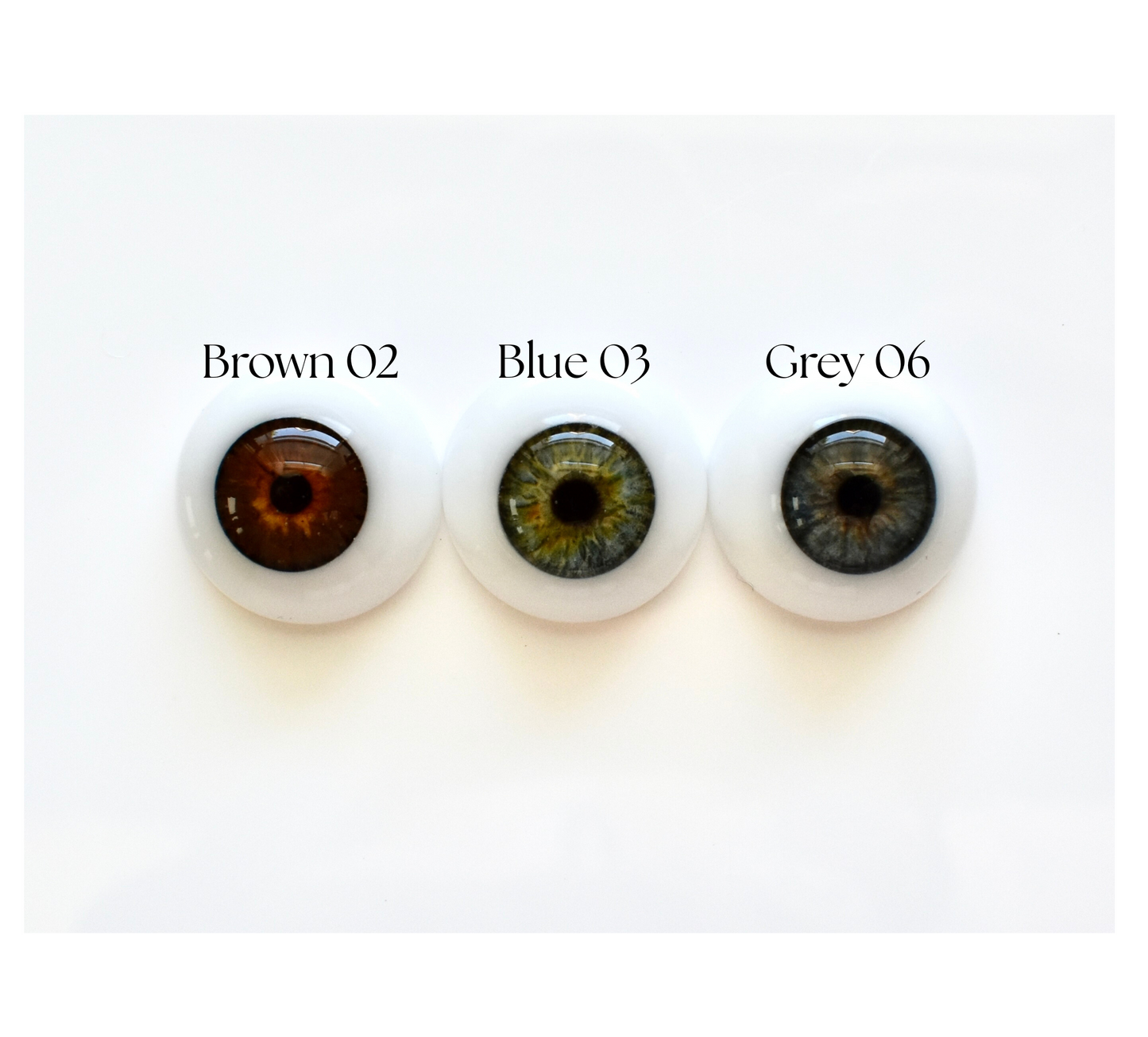 18mm to 22mm Half Round Resin Doll Eyes ~ Glass - Like ~ For Reborn Dolls ~ Realistic Iris Hazel 01