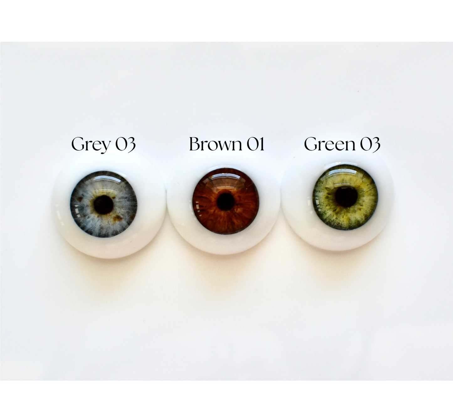 18mm to 22mm Half Round Resin Doll Eyes ~ Glass - Like ~ For Reborn Dolls ~ Realistic Iris Hazel 01