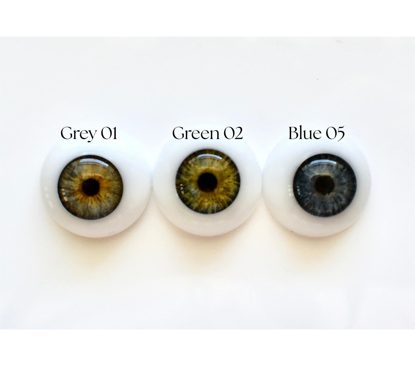 18mm to 22mm Half Round Resin Doll Eyes ~ Glass - Like ~ For Reborn Dolls ~ Realistic Iris Hazel 01
