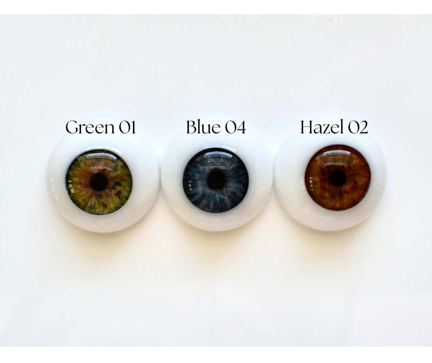 18mm to 22mm Half Round Resin Doll Eyes ~ Glass - Like ~ For Reborn Dolls ~ Realistic Iris Hazel 01
